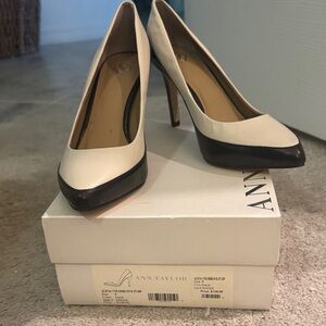 Ann Taylor Black and Cream Heels-NEVER WORN